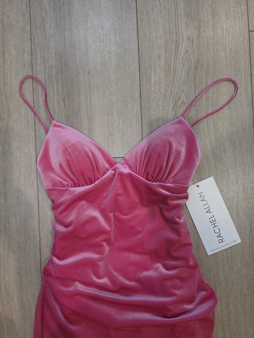 Rachel Allan 70457 Hot Pink Velvet Prom Gown Size 6 NWT $478 - Picture 4 of 9